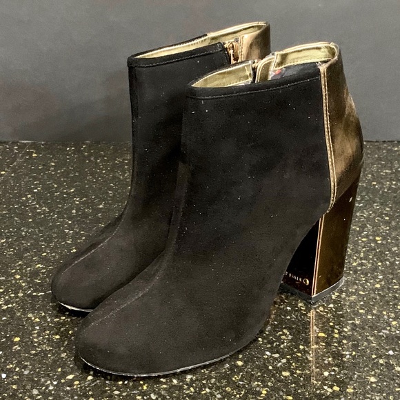 Ted Baker London Gold Foil Block Heeled Ankle Boot - Picture 2 of 13